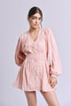 Jenny Soft Pleated Baby Pink Balloon Sleeve Dress Baby Pink color