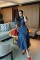 Sculpted Denim Coord Set Dark Blue color