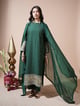 Bottle Green Sequence Long Kurta Set Green color