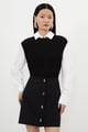 Black A-Line Mini Skirt with Hardware Front Closure - KAREN MILLEN - Image 1