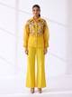 Sun Yellow Embroidered Shirt and Wide-Leg Pants Co-ord Set - RUCHIKA MALLIKA LABEL - Image 1