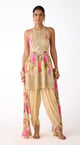 Ivory Chiffon Embroidered Dhoti Set Ivory color