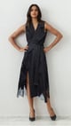 Striped Wrap Dress Black color