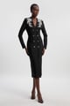 Bandage Form Fitting Embellished Maxi Dress Black color