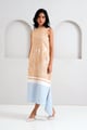 Latte Chase - Midtown Midi Dress in Hand Embroidery Beige color