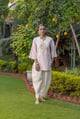 Alora Palms Stripe - Kurta Set Pink color