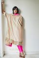 Kaftan in Warm Chai Beige Chanderi with Pants Beige color