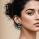 Green Radiant Earrings Green color