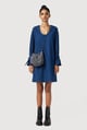 Round Neck Dress With Tie-up Straps on Sleeves Blue color