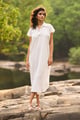 Drop Sleeve Shirt Dress White color