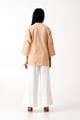 Bask & Pete - Latte Panel Appliqued Top + White Pleated Pants Beige/White color