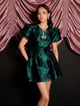 Lili Jacquard Mini Dress Green color