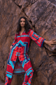Tribal Printed Pant Multi Red/Blue color