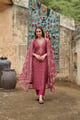 V-Neck Kurta Set Wine color