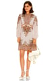 Adrianna Buttoned Dress Beige/Red color