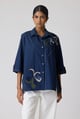 Sylvie Applique Shirt Midnight Navy color