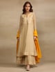Beige Yellow Skirt Patch Anarkali Suit Set Beige color