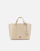 Large Shopper Bag in Drummed Leather Beige color