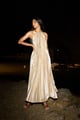Lame Pleated Maxi Champagne color