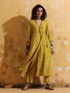 Lime Muslin Silk Angrakha Kurta and Pant Set - Truebrowns - Image 1