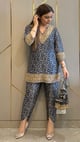 Blue Ajrakh Silk Embrdoiered Co-Ord Blue color