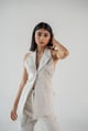 Hand-Embroidered Waistcoat with Butterfly Motif Grey color