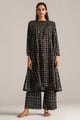 Black Check Print Linen Co-Ord Set Black color