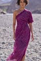 Single Sleeve Bandhani Dress Aubergine color