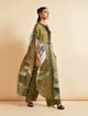 Olive Green Printed Cape Top and Pants Co-ord Set - Kamaali Pret - Image 1