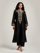 Embroidered Kurta with Placket and Pant Black color