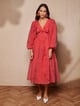 Sunrise Bow Midi Dress Red color