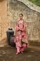 Multicolor V-Neck Kurta Set Pink color