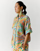 Colors Square Roll up Sleeve Shirt Beige/Green/Blue color