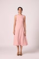 Pyxis Rose Linen Midi Dress Pink color