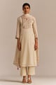 Buttercream Embroidered Kurta Set Buttercream color
