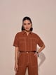 Elle Cropped Shirt Brown color