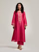 Embroidered Kurta with Placket and Pant Fuchsia color