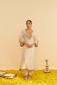 Haayat - Long Kaftan with Salwar and Dupatta Daisy Ivory color