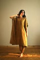 Kaftan in Antique Gold Handloom Tissue Antique Gold color