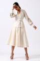 Iris - Fluted Midi Dress with Wrap Top White color