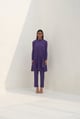 Crushed Sleeves Kurti Set Purple color