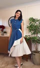 Irina Dress Prussian Blue/ Ecru color