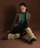 Banded Plush Ribbed Leg Warmer - Light Brown Brown color