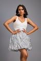 Silver Mini Dress with Shimmer Embroidered Bubble Skirt White/Silver color