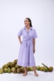 Lavender Striped Cotton Poplin Belted Midi Shirt Dress - Label Ruiaan - Image 1