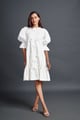 Hand Embroidered Cutwork Dress White color