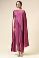 Berry Pink Fringe Embellished Drape Dress Pink color