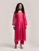 Embroidered Kurta with Scalloped Hem and Pant Fuchsia color
