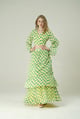 Lime Bloom Polka Wrap Crop Top And Tiered Skirt Co-Ord Set Yellow/Green color