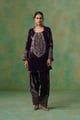 Kripa Velvet Embroidered Matching Set Purple color